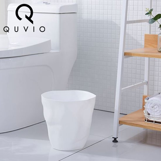 QUVIO Prullenbak gekreukt papier wit / Design afvalbak met kreukels / - Wit