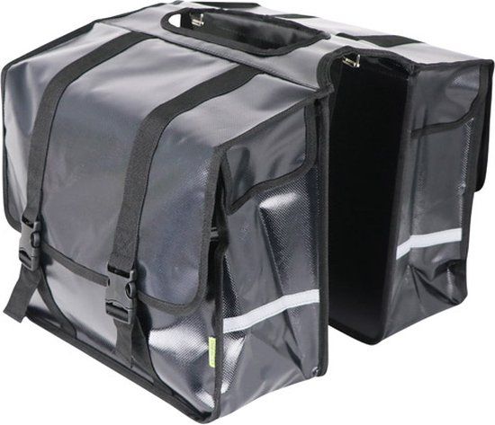 Dubbele Fietstas Transporter 40L - Zwart - Bisonyl - Achter - Stadsfiets