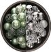 Bellatio Decorations Shoppartners Bv 74x stuks kunststof kerstballen mix van zilver en mintgroen 6 cm