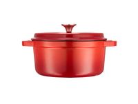 COOKER KING Chuanjia 24 cm Faitout en fonte émaillée, ustensile de cuisson robuste à maintien thermique, rouge style Le Creuset