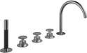 Hotbath Cobber @ Work 5 Gats Badrandcombinatie - 2 Knops Mengkraan met Draaibare Uitloop - Omstel en Handdouche - Geborsteld RVS 316