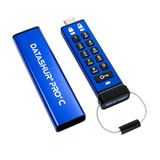 iStorage datAshur PRO+C - 128GB USB Stick - Blauw - USB 3.0 - Pincode Beveiliging