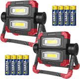 Maclean MCE439 - 2 stuks Werklamp - Bouwlamp - LED - 300 lm - 3 lichtstanden - voeding 4xAA - 6500K - 199,4 x 141 x 58,6 mm
