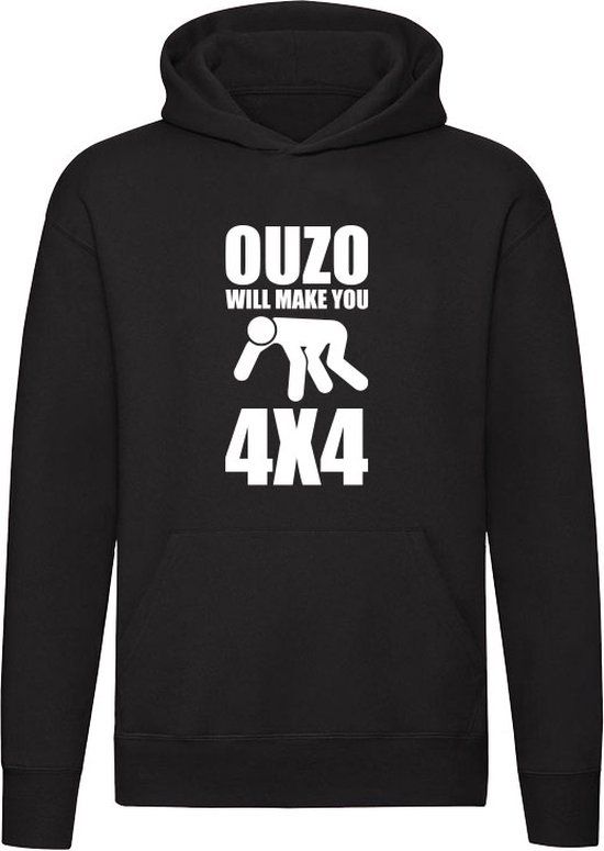 Sol's Ouzo will make you 4x4 - Unisex Hoodie - Zwart - Katoen