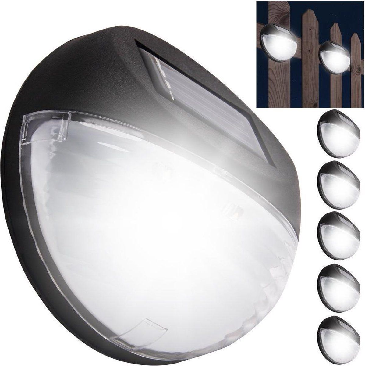 Maxx 6x Solar lamp LED hek lamp - wandlamp tuinpadverlichting - Tuinlamp - trapverlichting - wit - plastic
