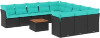 vidaXL 12-delige loungeset met kussens polyrattan zwart