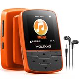 WOLFANG MP3-speler met Bluetooth 5.2, sportclip, mini-formaat, gewicht 28,3 g, HiF FM-radio, spraakrecorder, hoofdtelefoon inbegrepen, oranje
