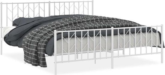 vidaXL Bedframe met hoofd- en voeteneinde metaal wit 183x213 cm