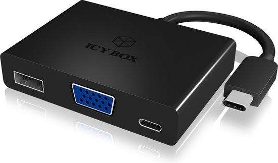 RaidSonic Technology ICY BOX IB-DK4032-CPD - Externe video-adapter - Parade PS176 - USB-C - VGA - zwart