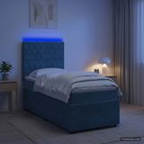 vidaXL Boxspringbed met Matras Blauw 100 x 200 cm Fluweel