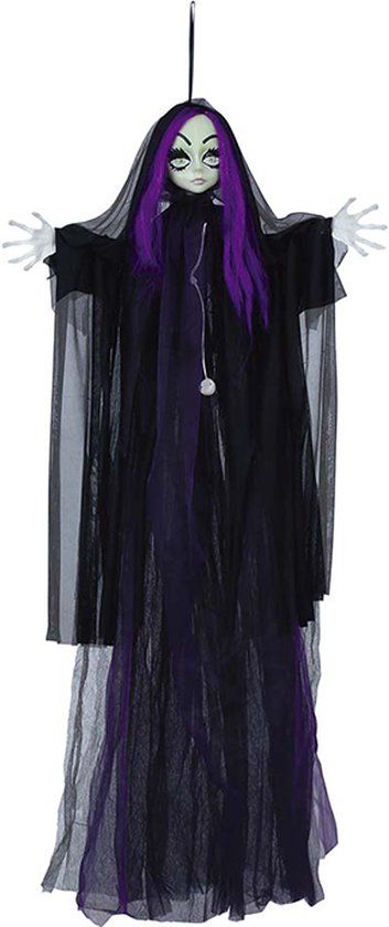 Fiestas Guirca - Hangende Halloween Pop met Verlichting - 120 cm - Zwart