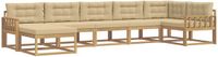 vidaXL - Hoek loungeset - 7 zitplaatsen - Wit en Beige - Acacia Hout