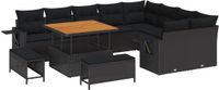 vidaXL Banc de jardin - Set - 12 - pièces - Noir - poly - rotin
