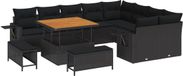 vidaXL Banc de jardin - Set - 12 - pièces - Noir - poly - rotin