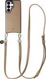 AVY Leren Hoesje Geschikt voor Samsung Galaxy S26 Ultra | Compatibel met MagSafe | Leather Case met Telefoonkoord | Crossbody | Beige | Long Leather