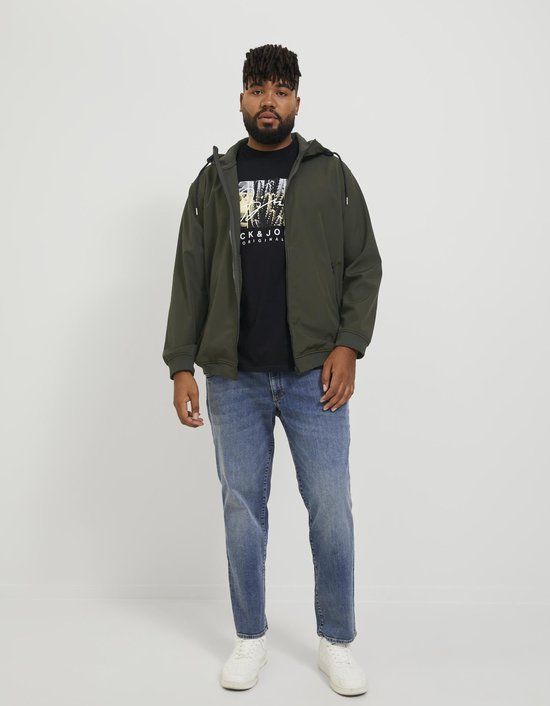 JACK&JONES PLUS JJEBASIC SOFTSHELL HOOD NOOS PLS Heren Jas - EU4XL - Rosin