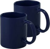 Merkloos / Sans marque Bellatio Design Koffiemokken - 2 stuks - Keramiek - Navy - 370 ml