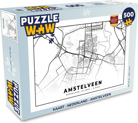 MuchoWow Puzzel Kaart - Nederland - Amstelveen - Legpuzzel - Puzzel 500 stukjes