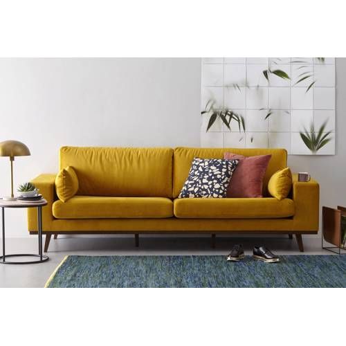 3-zitsbank Torino velours Okergeel - polyester