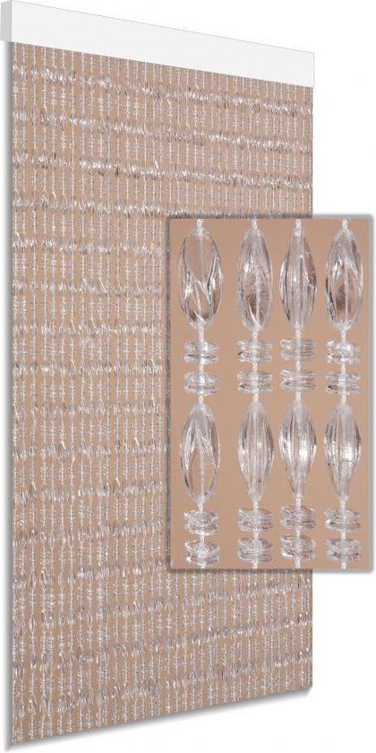 DEGOR Chios Vliegengordijn - 90x210 cm - Crystal - Kralengordijn