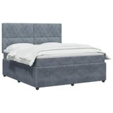 vidaXL Boxspringbed met matras, donkergrijs, 140 x 200 cm, fluweel