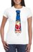 Bellatio Decorations Foute Kerst t-shirt stropdas met kerstman print wit voor dames XXL