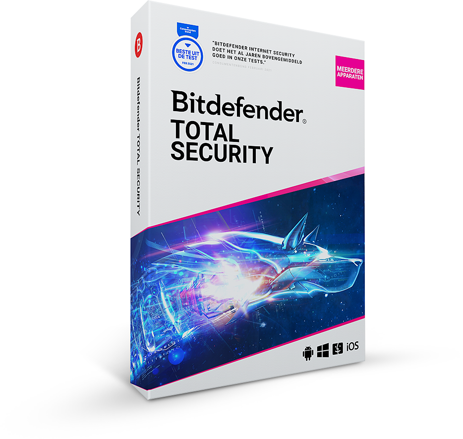 Bitdefender Total Security 2021 | 10Apparaten - 2jaar | Windows - Mac - Android - iOS