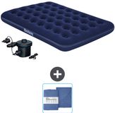 Bestway luchtbed - Twijfelaar - 137 x 191 x 22 cm - Blauw - Inclusief pomp en Hoeslaken
