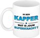 Bellatio Decorations Shoppartners Bv Ik ben kapper wat is jouw superkracht mok / beker - wit met blauwe tekst - cadeau / verjaardag / beroepen
