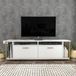 Hanah Home Elegante tv-standaard, wit en goud, 160 cm x 35 cm x 50,8 cm, 100% melamine gecoat deelbord, 18 mm dik, stijlvolle opslag voor moderne woonruimtes