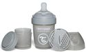 Twistshake Pro Double Anti-Koliek Babyfles met Melkpoedercontainer en Mixer - 180 ml | Langzame Stroom Siliconen Borstvormige Speen | BPA-Vrije Babyfles | Geschikt voor Pasgeboren Baby's (0+) | Grijs