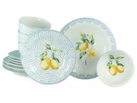 CreaTable, 21951, serie Lemoncello, 12-delige serviesset voor 4 personen, tafelservies van aardewerk, vaatwasser- en magnetronbestendig, kwaliteitsproductie