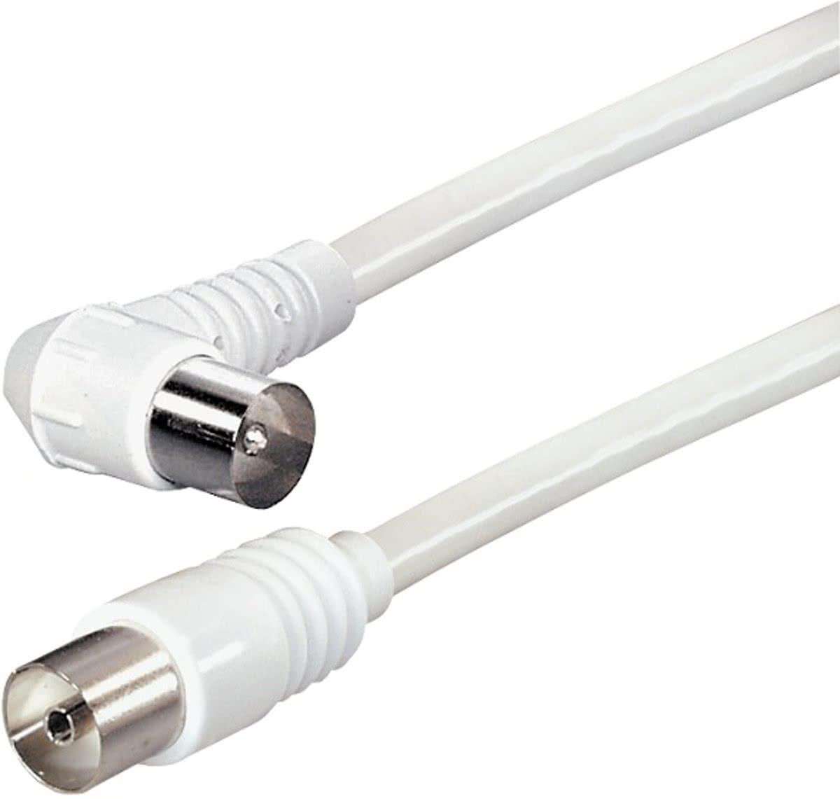 PremiumConnect eenvoudige witte coaxkabel met haaks-recht connectoren - 2,5 meter