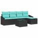 vidaXL - Bank loungeset - 4 zitplekken - Zwart/Blauw - Polyrattan