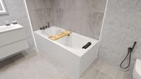 Badland VITAE ligbad 150 x 75 cm wit met baddrager met bamboe badplank
