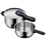 WMF Perfect Plus One Pot snelkookpannenset, inductie, 2-delig, stoomkookpan 4,5 l + 3 l, groot kooksignaal, 2 kookstanden, afneembare dekselgreep