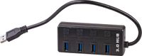 Akyga AK-AD-33 Hub USB A (m) / 4x USB A (f) zwart
