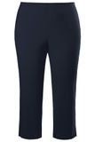 Ulla Popken Dames Bengalin broek kuitlang elastische tailleband stretch - Marine - Maat 46