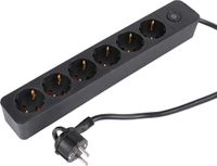 Q-Link stekkerdoos - 6-voudig - met schakelaar - plat - 1.5 m - zwart