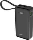 Rixus Powerbank à charge rapide 10.000mAh avec dragonne intégrée Câble Noir 20W