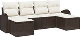 vidaXL - Bankstel - 6 zitplaatsen - Bruin en wit - Polyrattan