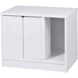 dobar® Zeta 35266e Kattenkast - kattenmand voor kattenbakjes - kattenhuis met scheidingswand voor kattenbak - kattenmeubels van massief hout - 60 x 40 x 49 cm - wit