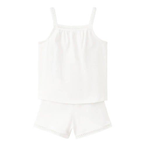Mango Kids shortama met broderie wit