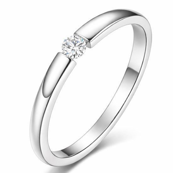 Cilla Jewels edelstaal ring Crystal Silver-17mm