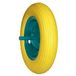 Amig - Geel, lekbestendig polyurethaanwiel model 2610 voor handkarren, magazijn- of bouwtrolleys - Diameter Ø360 x 80 x 200 mm · Groene velg zonder schroeven