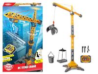 DICKIE 203729025 Titan Radio Control kraan 150 cm, 360° draaibaar, omhoog en omlaag met licht en USB, inclusief accessoires, bouwspeelgoed, vanaf 3 jaar