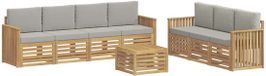 vidaXL - Sofa-Sets - 8-delig - Wit en Lichtgrijs - Polyester