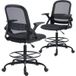 TRUVO Chaise De Bureau En Maille, Chaise D'Ordinateur Avec Accoudoirs Rabattables, Hauteur Réglable, Repose-pieds, Noir