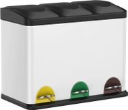 StarTech White Metal Rectangular Pedal Bin - 45 Liters (3x15L) - Airtight and Odorless