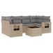 vidaXL 7-delige Loungeset met kussens, polyrattan, beige
